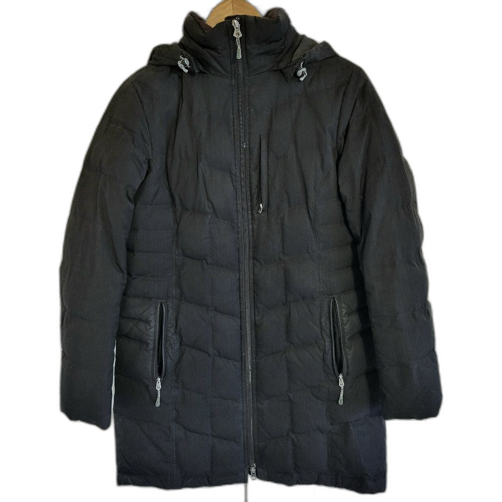 Lands' End Women's Size Medium Long Down Coat Black Pre-Owned Good Condition
